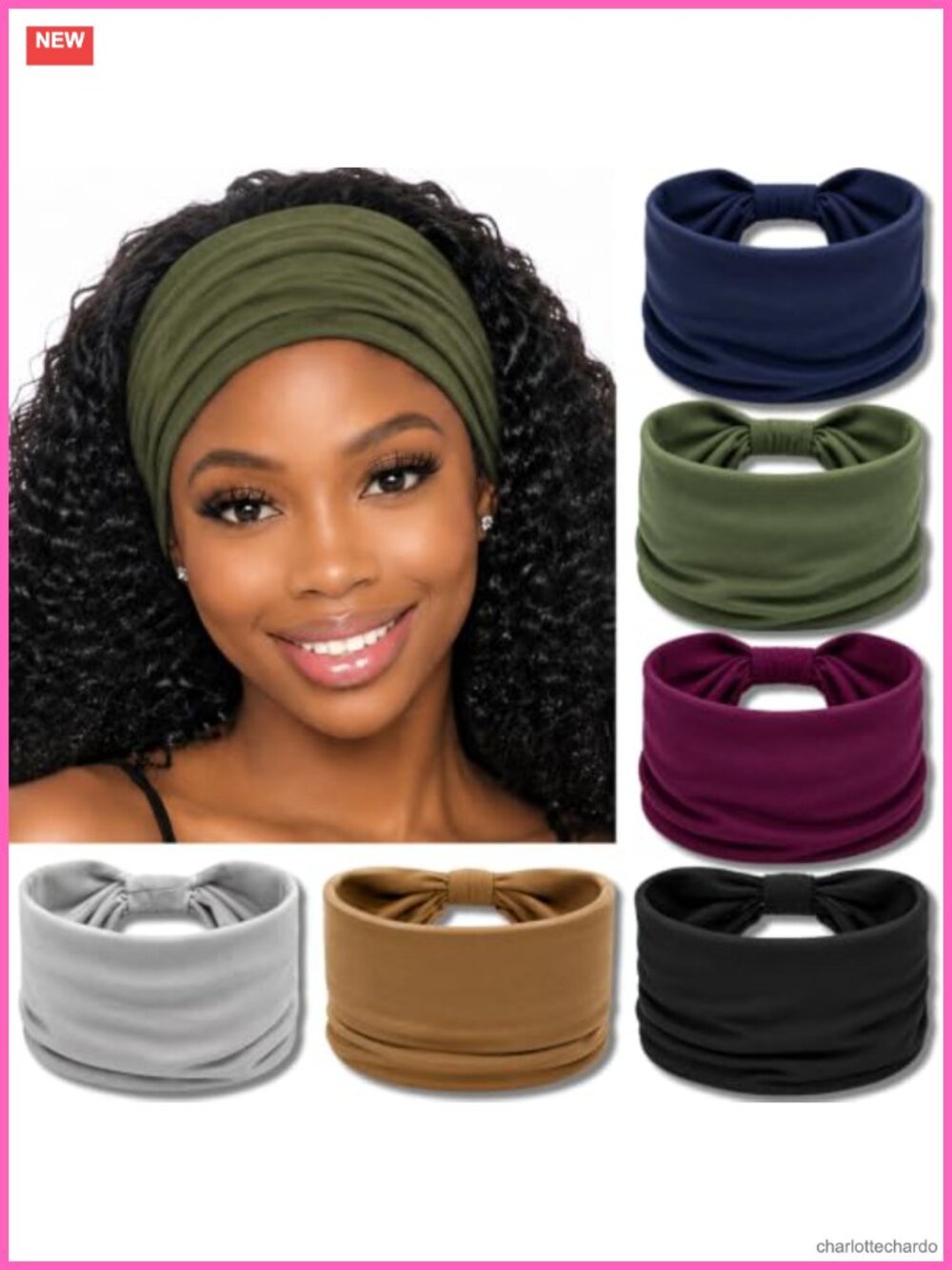 Wide Knotted Headbands Polyester Spandex Solid Head Wraps Turbans 6 Pack